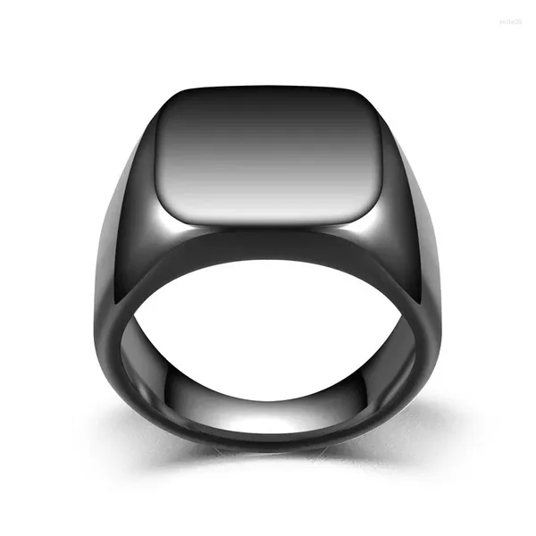 Anéis de cluster moda titânio aço geométrico para homens personalidade plana anel punk masculino jóias acessórios preto ouro prata cor