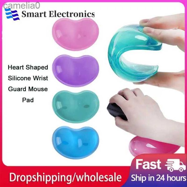 Mouse almofadas de mouse repousa de qualidade 3d silicone transparente em forma de coração Mouse Pad almofada de conforto em gel de mouse de mouse de mouse repousa de pulso para a porta Padl231221