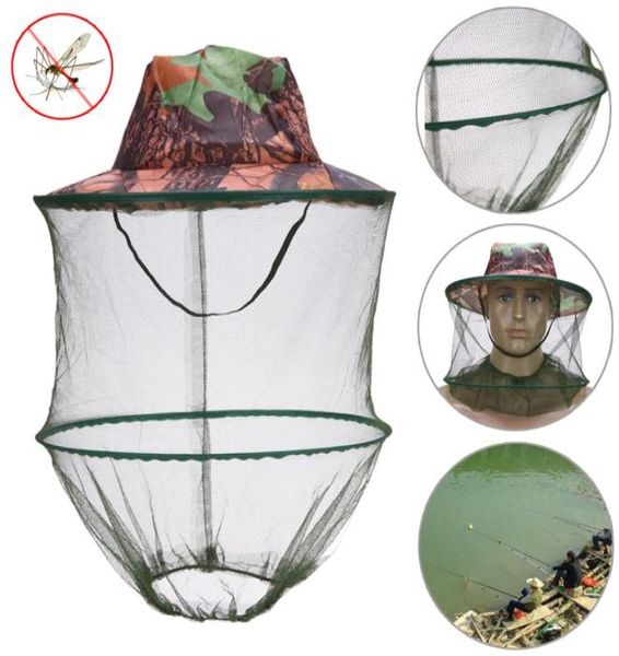 10 Pcscamouflage Hat Bee mantenendo gli insetti Mosquito Net Prevenzione Fish Dishing Cap Outdoor Sun Shade Lone Copertura al collo Lone C1904120135049350