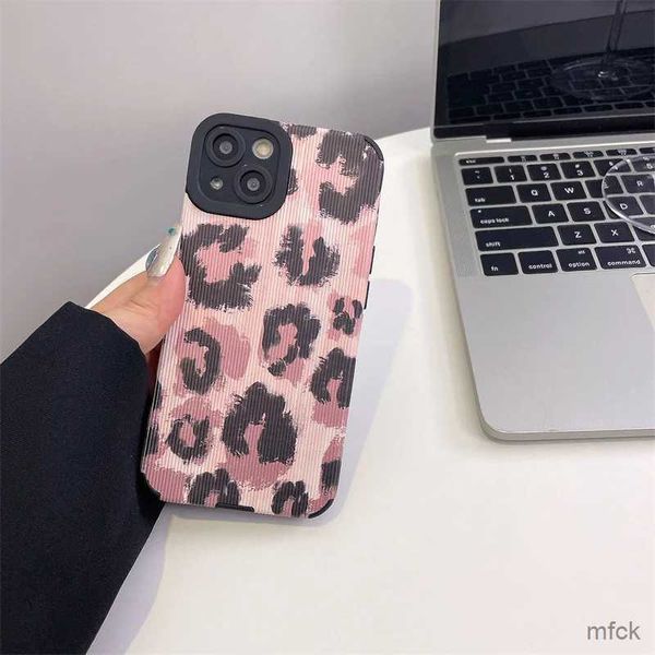 Casos de telefone celular moda leopardo impressão silicone couro protetor escudo caso de telefone móvel para iphone 14 13 12 11 pro xs max xr 7 8 plus cas