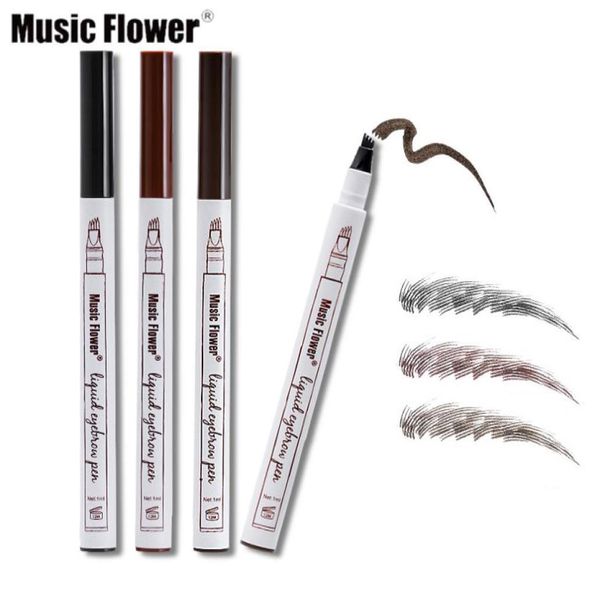 Music Flower Makeup Fine Sketch Matita per sopracciglia liquida Tatuaggio impermeabile Penna per sopracciglia a prova di sbavatura super resistente2679237