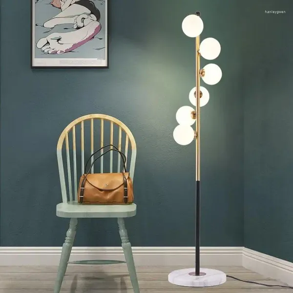 Stehlampen Nordic Postmoderne Glasleuchte Industrieller Wind Einfaches Zuhause Schmiedeeisen Marmor Wohnzimmer Kreative El Loft Lampe