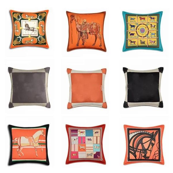 Подушка/декоративная подушка из бархатной ткани, французский роскошный оранжевый стиль, лошадь, домашний диван, наволочка без ядра, гостиная Ro