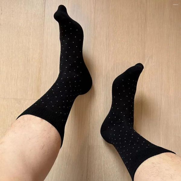 Erkek Socks Business Beyefendinin Düz Renkleri Polka Dot Orta Katlı Uzun Başlıklı Pamuk All Sezon