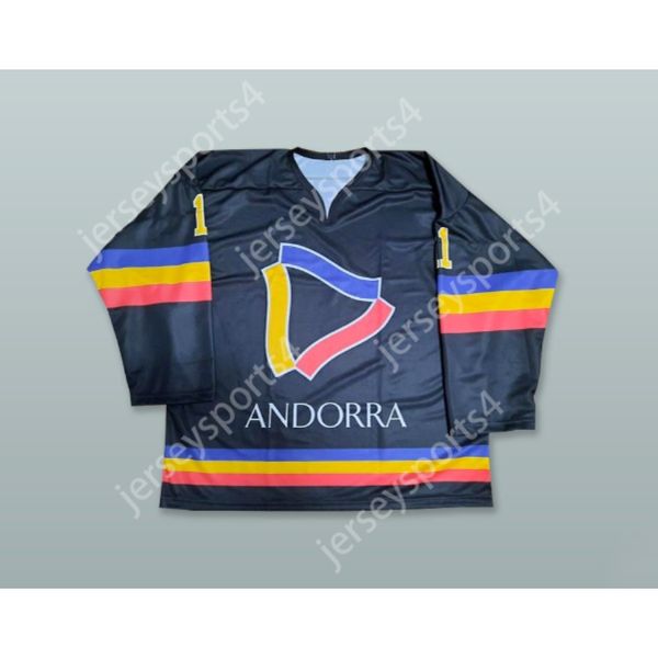 Custom Andorra National Team 11 Black Hockey Jersey New Top Stitched S-M-L-XL-XXL-3XL-4xl-5xl-6xl