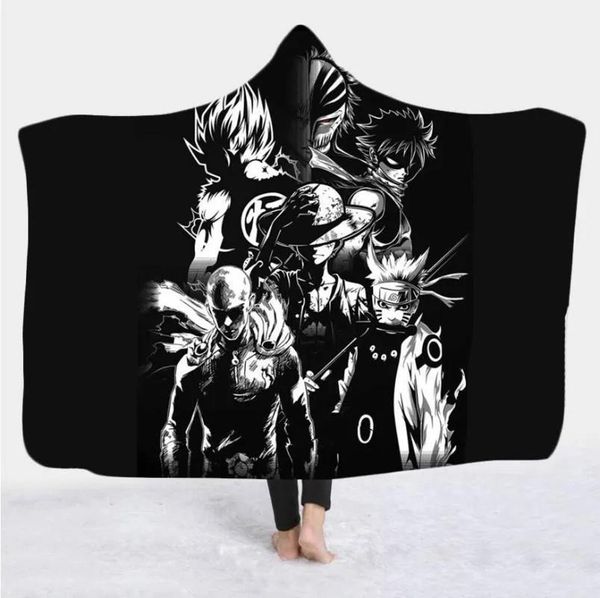 Coperte coperte anime anime dipinti cartone animato dipinte coperta con cappuccio 3d full tinting da uomo da donna da donna da donna 021 blankets blanketsblan