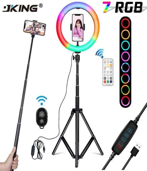 10 polegadas RGB Video Light 7Colors RGB Ring Lamp for Phone With Remote Camera Studio LED LED LIGE