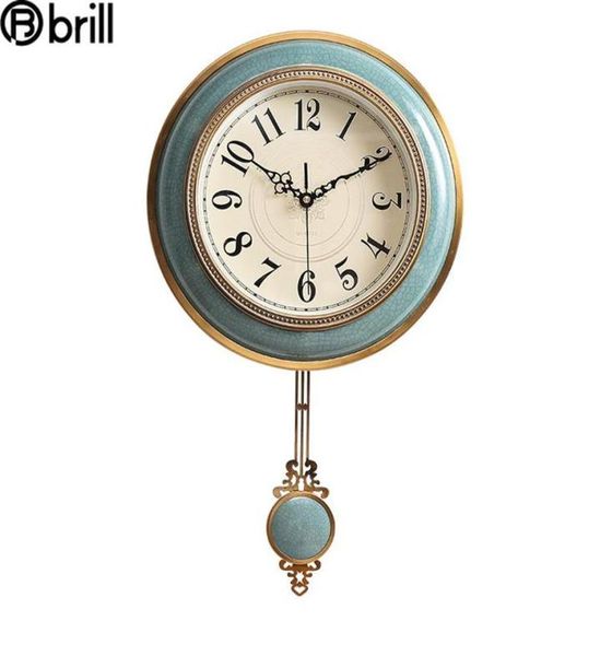 Relógios de parede do relógio de pêndulo de luxo Relógios criativos da sala de estar grande metal de Relloj de Pared Swingable Antique Style268n7260739