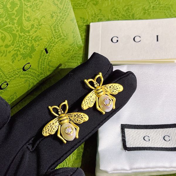 Orecchini di api di lusso vintage Orecchini in stile stallone in stile designer classico orecchini in oro 18k oro oro a coppia di alta qualità gioielli