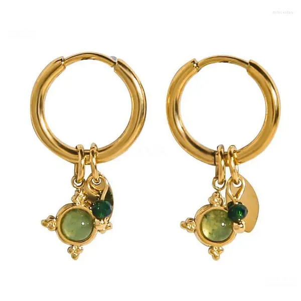 Orecchini a cerchio Design unico Accessori colorati splendidamente sostenuti set con perno di smeraldo alla moda