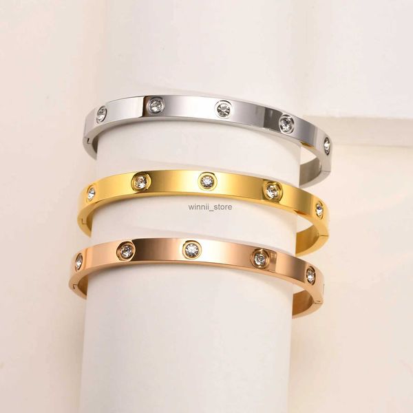 Braccialetto di zirconia cubica braccialetto da braccialetto 18k oro oro in acciaio inossidabile gioielli migliori regali per compleanni di San Valentino regalo 231220