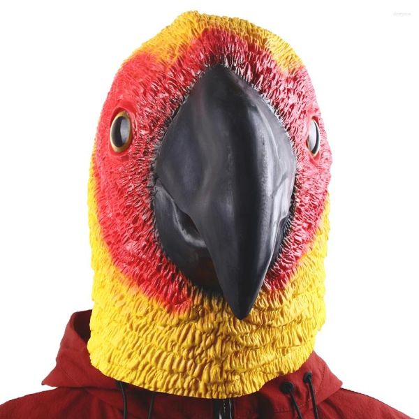 Праздничные принадлежности, желтая маска попугая, латексная голова животного, голова птицы, нарядное платье на Хэллоуин, костюм для взрослых и детей, чехол