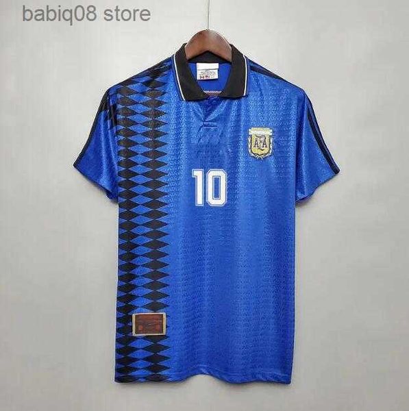 Fãs Tops Camisetas Retro 1994 Argentina Camisa de futebol Maradona 94 Kempes Batistuta Riquelme HIGUAIN KUN AGUERO CANIGGIA AIMAR Camisas de futebol masculinas