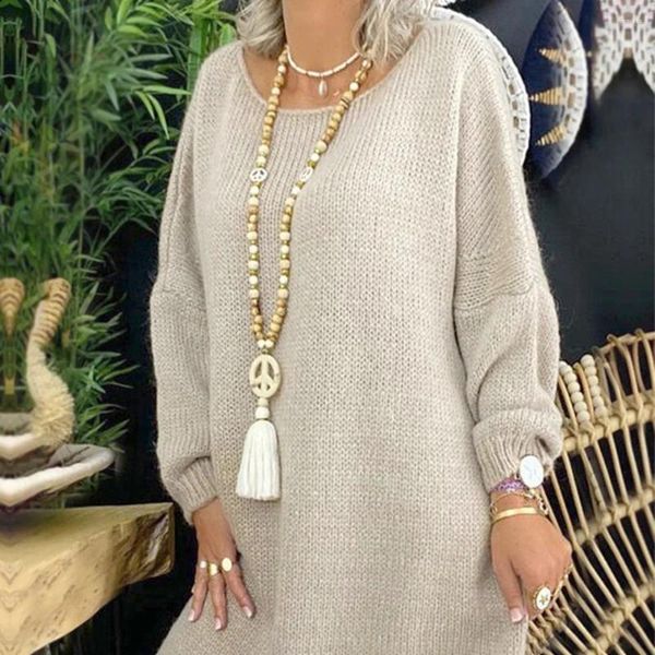 Anhänger Halsketten Vintage böhmische ethnische Aussage Holzperlen Pullover Quasten Halskette Friedensymbol Natur Stein Boho Long