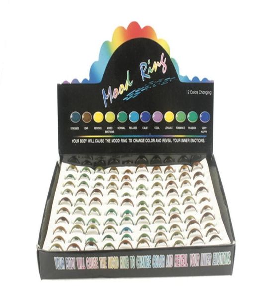 Whloe 100pcslot intero gioielli Bulks Mescolato Cambia colore dell'anello dell'umore placcato argento Emozione di temperatura per la sensazione per WOM25408394276