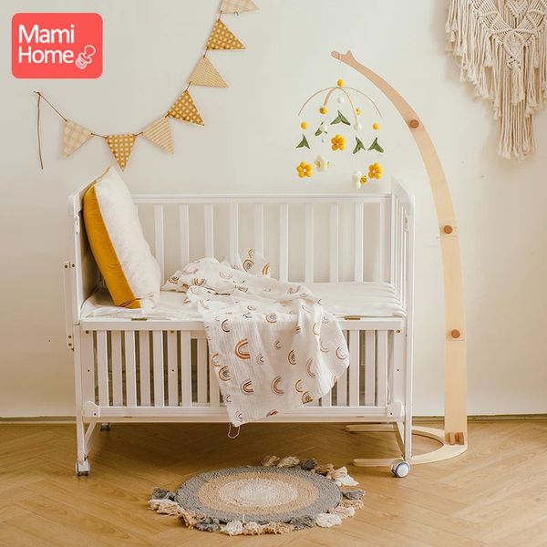 Детская деревянная мобильная кроватка для кровати колокольчика на пол, подставка для младенцев, подвесные игрушки держатель дерево, рожденные кровать, постельное белье, детские подарки 231221