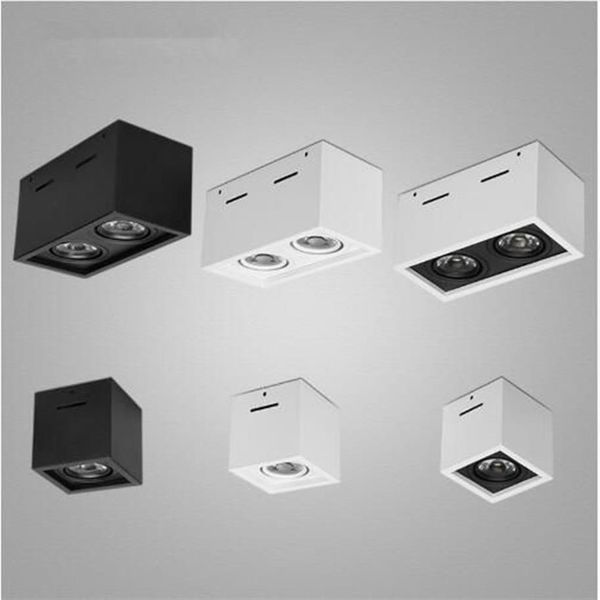 weiß schwarz hochwertiger oberflächenmontierter Einstellung LED COB Dimmbare Downlights AC85-265V 10W 20W LED-Deckenlampe Spot294b