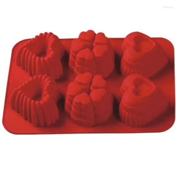 Stampi da forno 32 23 4,2 cm Mormo di silicone grande 6 Cavità a forma di cuore a forma di cuore Torta da stampo per stampo strumenti di decorazione