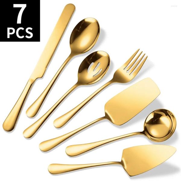 Conjuntos de utensílios de jantar 7pcs talheres de utensílios de aço inoxidável