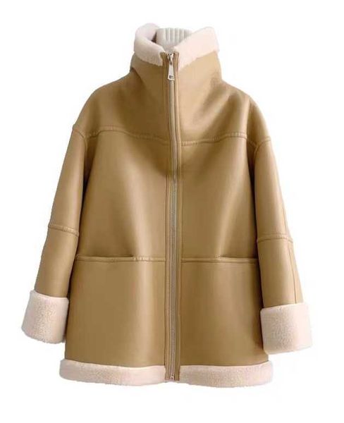 Pelliccia da Donna Pelliccia Sintetica Capispalla Femminile Cappotto in Pelliccia Sintetica Autunno Inverno Giacca con Colletto Rovesciato Cappotti per Donna Moda Cappotti in Pelliccia a Maniche Lunghe High Street