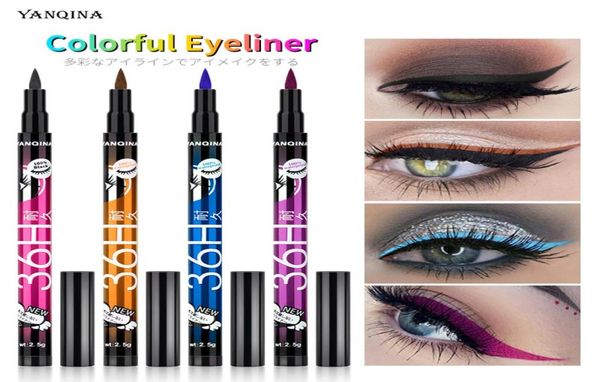 Nieuwe 36H waterdichte vloeistof zwart bruin blauw paars eyeliner potlood antislip eyeliner pen voor cosmetische make-up thuisgebruik Qualit7217061