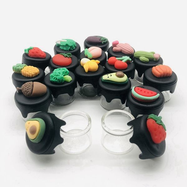 Sigara Renkli Silikon Stash Case Meyve Bisküvileri Mühürlü Saklama Kutusu Bitki Tütün Balmumu Yağ Hap Cam Şişe Kavanoz Dabber Water Pipe Bong Tip Saman Tutucu