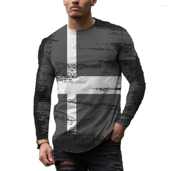 Herren T-Shirts Mode Männer T-Shirts Drucken Langarm O Halsmuskel Pullovers Tee Tops Hemd Männliche Kleidung Harajuku