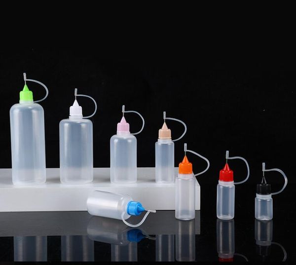 Toptan Boş Plastik Şişe Metal Uçlu Boş Plastik Şişe 5ml 10ml 15ml 20ml 30ml Damlalar Şişe Sıvı Göz Suyu için İğne Kapağı