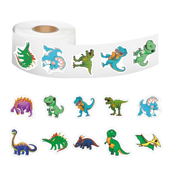 500pcs/Roll Cartoon Dinosaours Graffiti -Aufkleber Süßes Tyrannosaurus Triceratops Dinosaurier -Abkleber -Skateboard -Laptop -Koffer Gitarrenautos wasserdichtes Aufkleber Geschenk