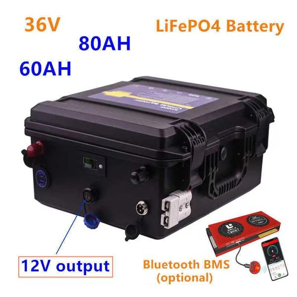 Batterien 36V LifePO4 6AH 80AH Batterie BMS 36V LifePo4 60AH 80AH Batteriepack Lithium -Eisen -Phosphat -Batterie mit 10A -Ladegerät