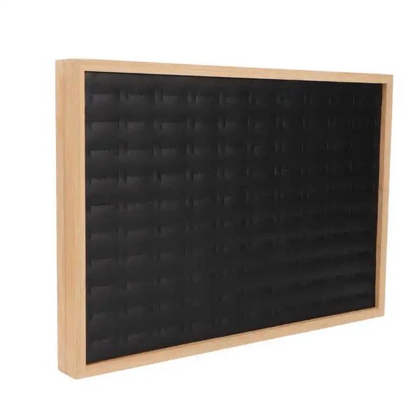 100 slots anel caixa de exibição de armazenamento de couro pu forro macio leve multiuso preto jewerly organizador caso 35,5 * 24,5 * 3cm 231220