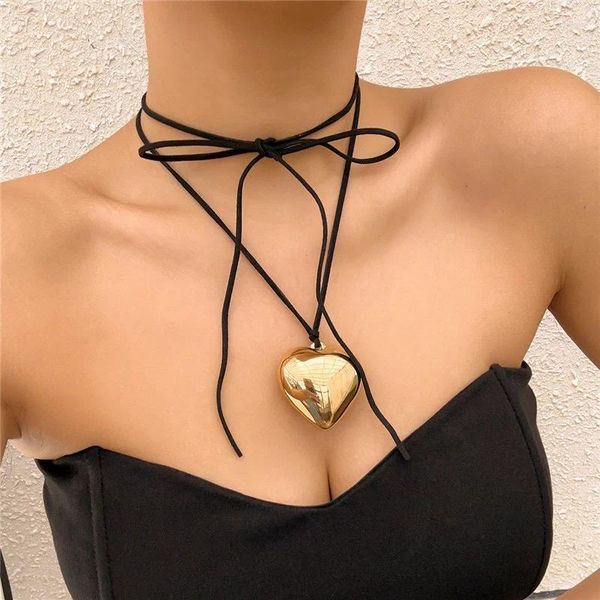 Anhänger Halskette Valentinstag Geschenk Punk Gothic Velvet Herz Zauber Choker Halskette für Frauen Mädchen Collares Mujer Collier Femme Bijoux