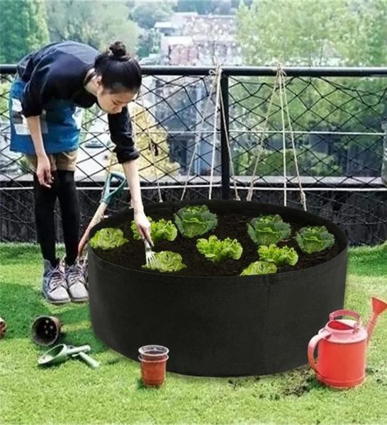 Vasi per fioriere Tasche in tessuto di feltro Borse per piantare Borsa per coltivazione verde Fioriera per fiori Verdura Giardino vivente Letto rialzato Rotondo Jardin Su6739014