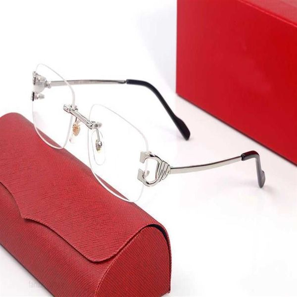 Дизайнерский бренд роскошные солнцезащитные очки Carti Rames Fashion Men Золотые очки без оправы для человека против отражающего солнцезащитных очков Metal Silver Fr273f