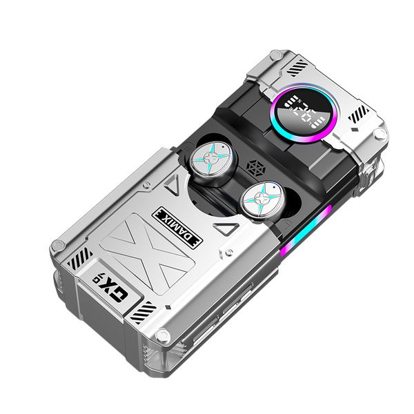 Mini fones de ouvido sem fio cancelamento de ruído Bluetooth fone de ouvido duplo hatch hatch mecha design digital jogo de baixa latência Os fones de ouvido podem carregar telefone