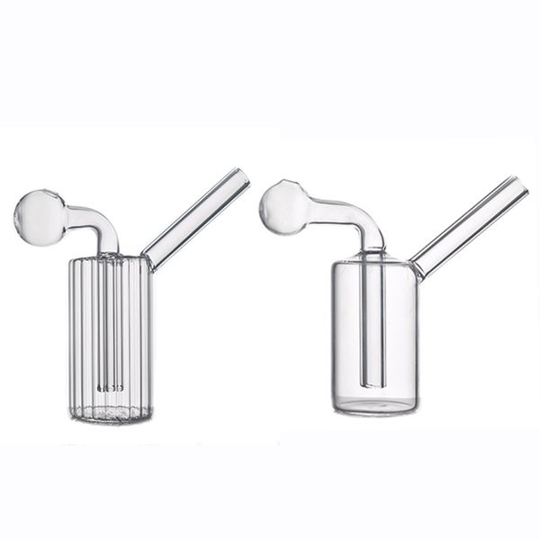 Tragbarer kleiner Bubbler Rauchwasserrohr Dicke Pyrex Dab Rig Oilbrenner Bong Kopfige Recycler Asche Catcher Bong Bestes Raucherzubehör für Raucherwerkzeug