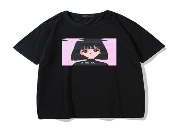 Anime Vaporwave Tirmelha Oversize Men Sad Girl Girl Marinheiro japonês Saturn Moon Fashion Punk Men039S Tshirt Harajuku Retro Tee Tops2428353