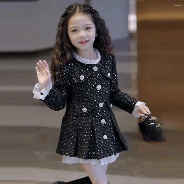 Vestidos da menina coreano inverno espessamento designer crianças meninas vestido 4-12 ano elegante bebê princesa childer roupas robes du soir