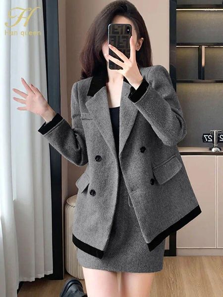 Vestido de duas peças babyoung 2024 outono vencedor terno feminino moda coreana blazer saia conjunto 2 peças elegante chique mulher roupas
