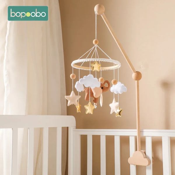 Bambino Elephant Mely Cuggerni a sospensione del mobile giocattolo giocattolo in legno 0-12 mesi per banco di campanello Crib mobile portanavo in legno basta di legno 231221