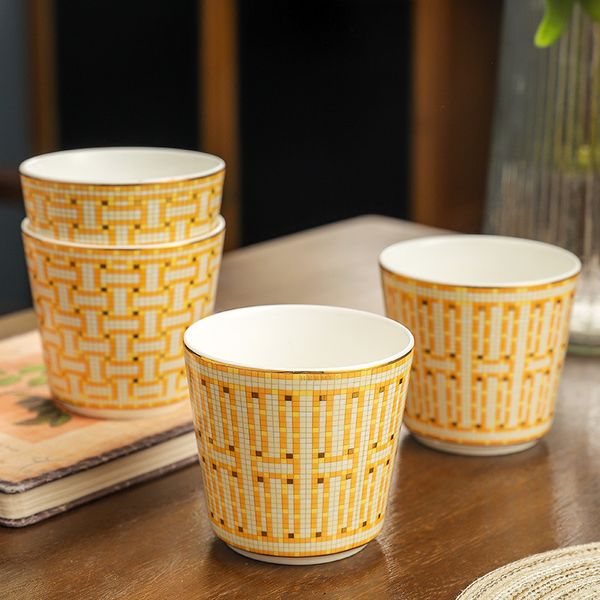 Золотая кружка в дворцовом стиле, домашняя чайная комната, чашка послеобеденного чая, керамическая чашка с мозаикой