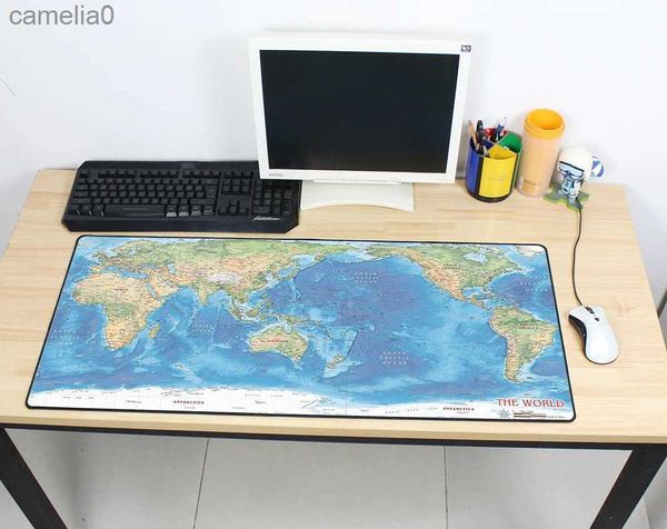 Mouse Pads Bilek Dinlenir Oyun Mousepad Dünya Haritası 900x400x3mm DIY XL Kenar Kilitli Mousepad Ergonomik Gadget Ofis Masası Matsl231221