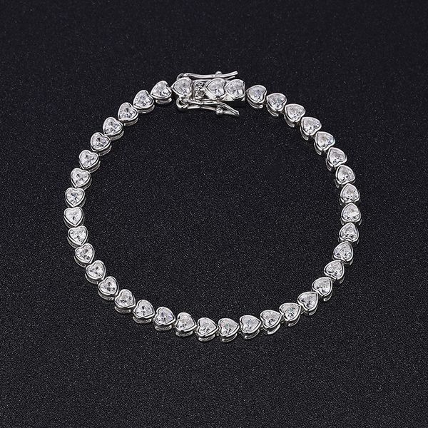 Coração moderno 3mm Moissanite Diamond Banglelet Bracelet Real 925 Pulseiras de casamento de prata esterlina para homens jóias de noivado de homens