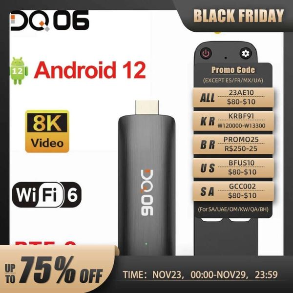 Parçalar Yeni DQ06 ATV Mini TV Stick Android12 Allwinner H618 Quad Core Cortex A53 Destek 8K Video 4K WiFi6 BT Sesli Uzak Akıllı TV Kutusu