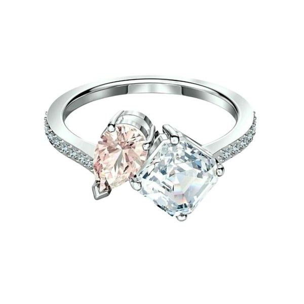 Swarovskis Ringe Designer Schmuck Frauen Original hochwertige Bandringe rosa Damen Ring Herz Pfirsich Herz Square Ring