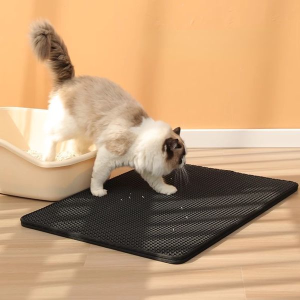 Tapete para maca de gato Tapete para captura de maca para gatos, design de camada dupla em favo de mel, material à prova de urina e água, controle de dispersão, menos desperdício, mais fácil de limpar, lavável