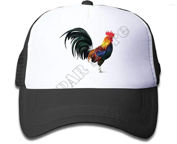 Ballkappen Mädchen Jungen Rooster Chicken Verstellbarer Trucker Hüte Fashion Youth Baseball Mesh Cap Black