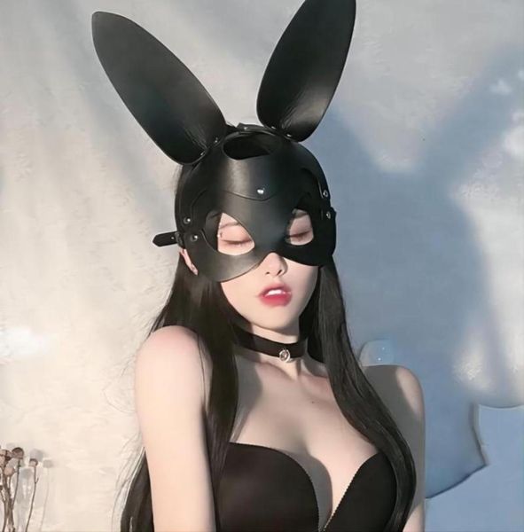 Máscaras BDSM Brinquedos sexuais para mulheres Restrições de escravidão de couro Sexy Rabbit Cat Conestija máscara de máscara de máscarada