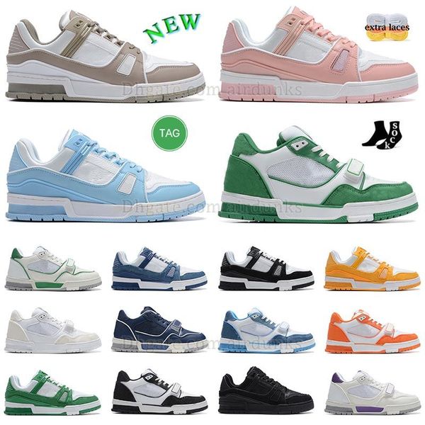 Neue Virgil Trainer Designer-Schuhe, Logo-geprägter Sneaker, weiß, schwarz, himmelblau, grün, Denim, rosa, rot, Luxus-Freizeit-Sneaker für Herren, niedrige Plattform, Damen-Trainer-Loafer