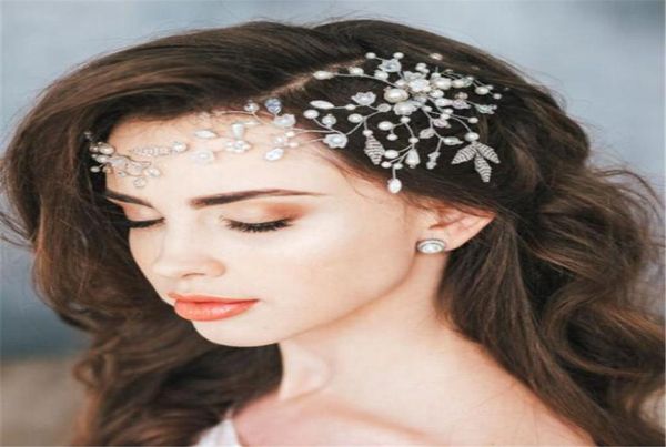 Accesso per capelli per capelli per capelli per la testa della fascia perle per la testa di capelli da sposa fiore tiara Accessori per capelli corona per feste copricapo Silver Head Pie7574571